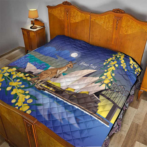 Kangaroo Australia Personalised Quilt Aussie Pride Golden Wattle Sydney Opera House