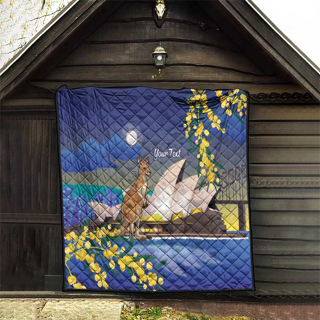 Kangaroo Australia Personalised Quilt Aussie Pride Golden Wattle Sydney Opera House