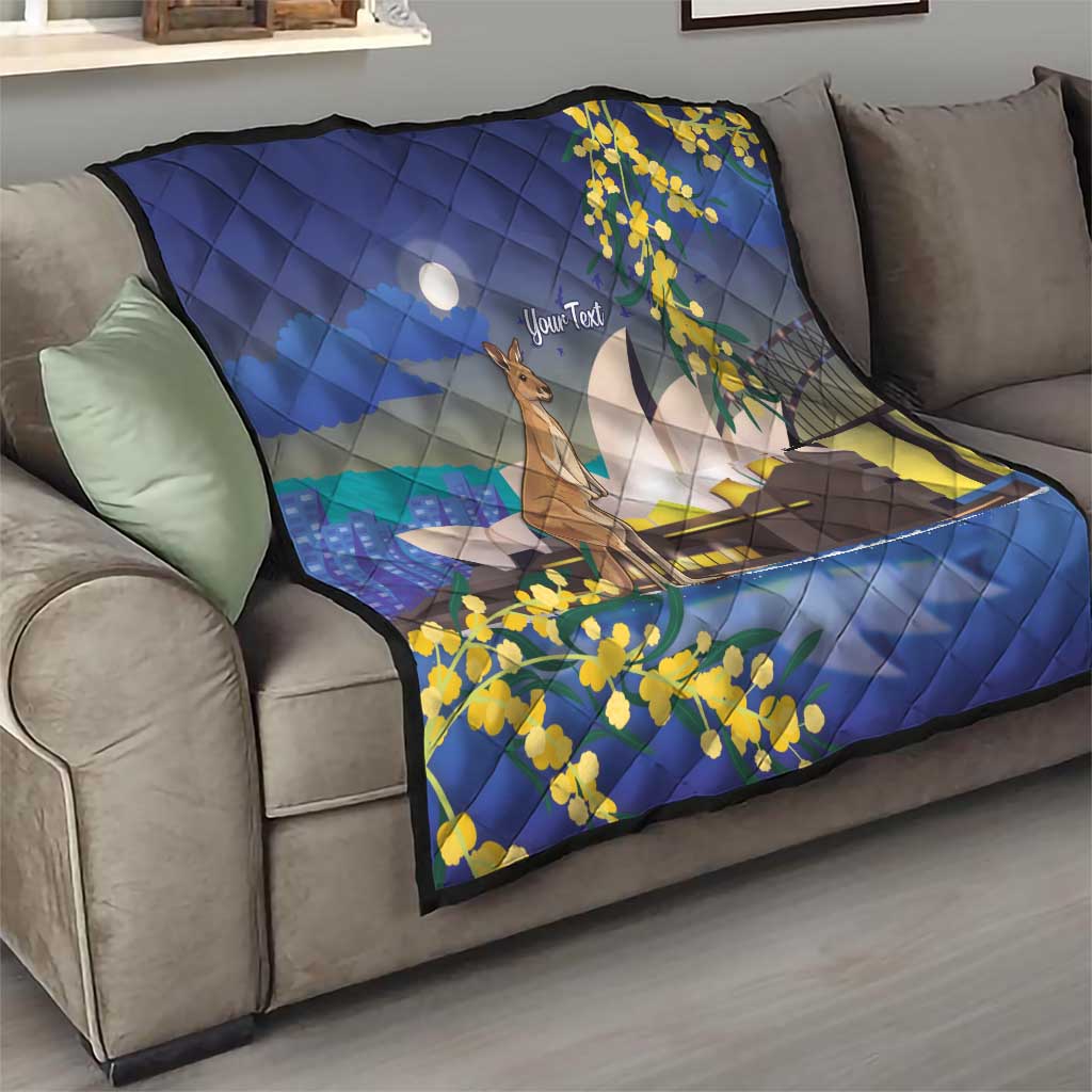 Kangaroo Australia Personalised Quilt Aussie Pride Golden Wattle Sydney Opera House