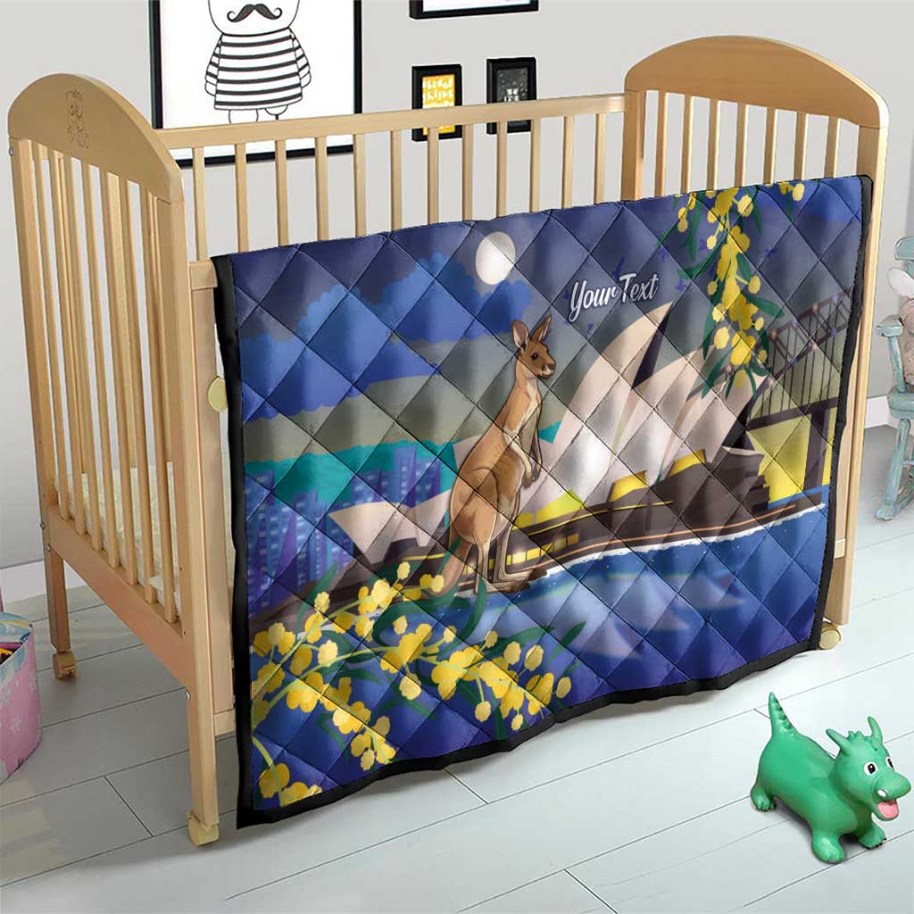 Kangaroo Australia Personalised Quilt Aussie Pride Golden Wattle Sydney Opera House