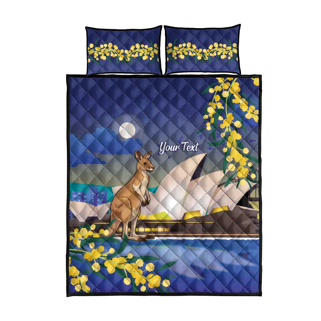 Kangaroo Australia Personalised Quilt Bed Set Aussie Pride Golden Wattle Sydney Opera House