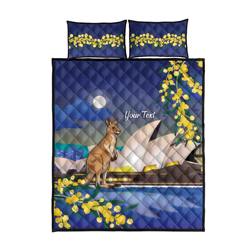 Kangaroo Australia Personalised Quilt Bed Set Aussie Pride Golden Wattle Sydney Opera House