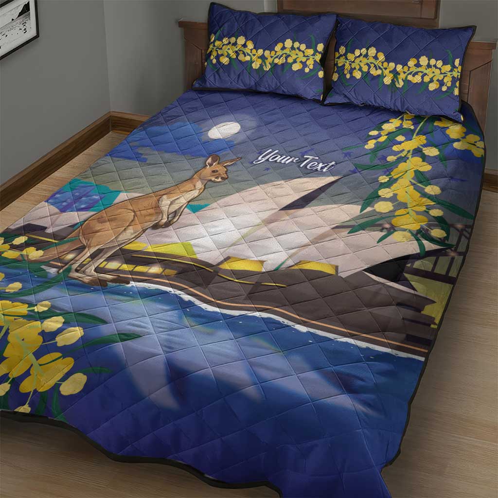 Kangaroo Australia Personalised Quilt Bed Set Aussie Pride Golden Wattle Sydney Opera House