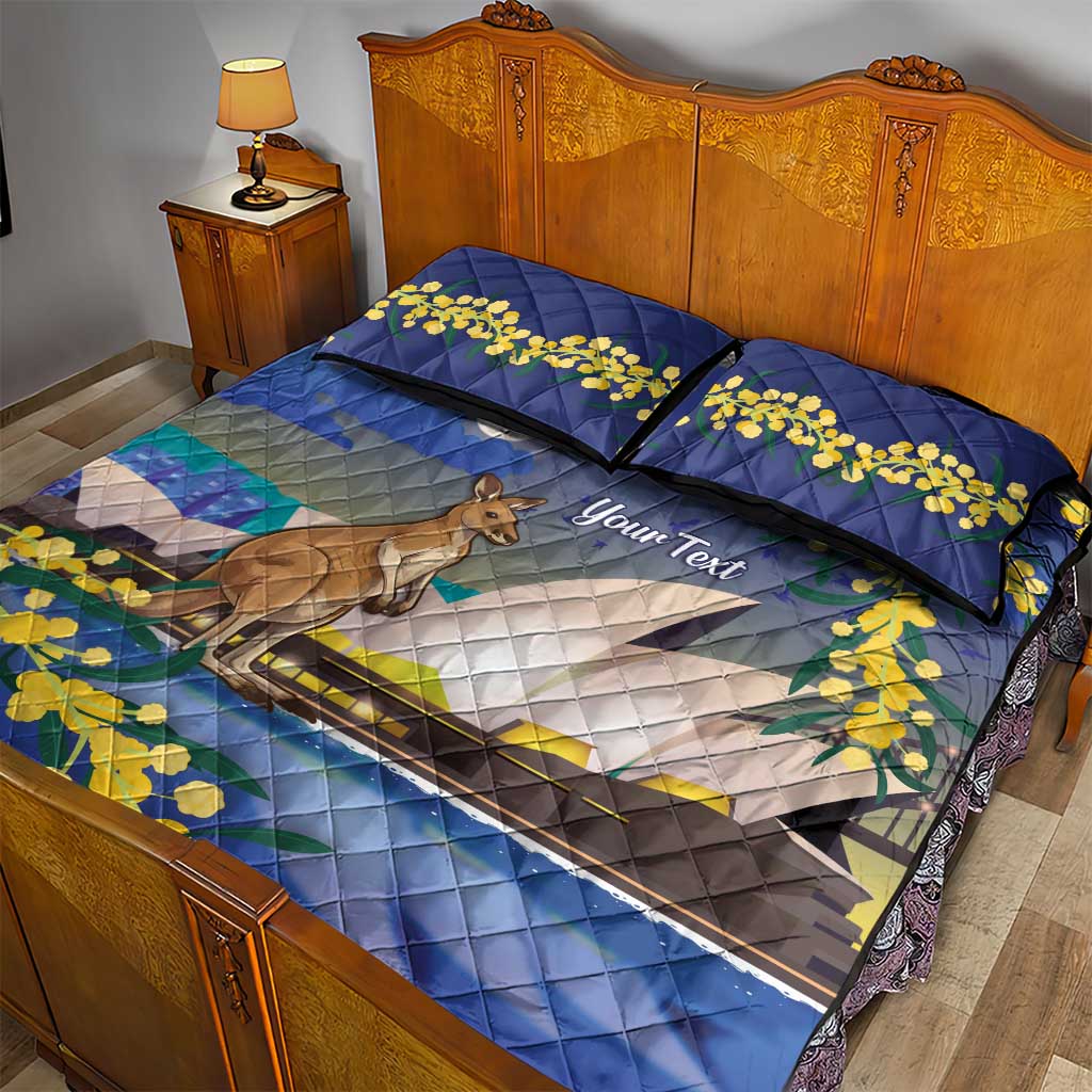 Kangaroo Australia Personalised Quilt Bed Set Aussie Pride Golden Wattle Sydney Opera House