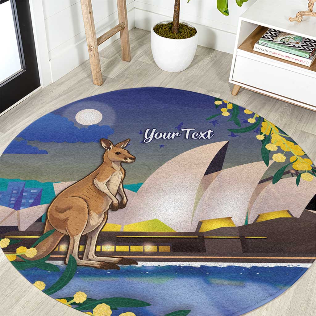 Kangaroo Australia Personalised Round Carpet Aussie Pride Golden Wattle Sydney Opera House