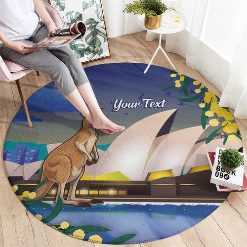 Kangaroo Australia Personalised Round Carpet Aussie Pride Golden Wattle Sydney Opera House