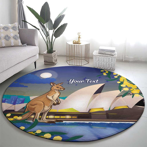 Kangaroo Australia Personalised Round Carpet Aussie Pride Golden Wattle Sydney Opera House