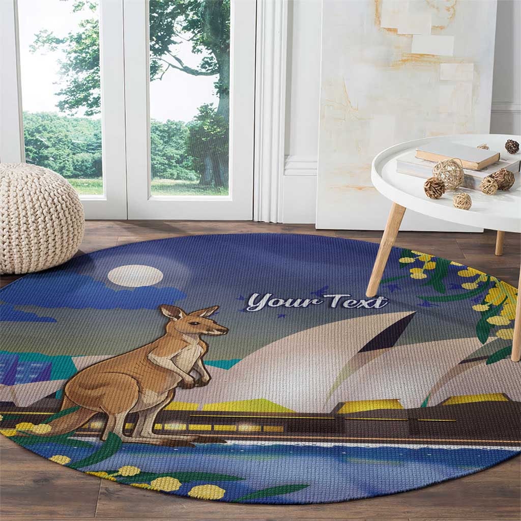 Kangaroo Australia Personalised Round Carpet Aussie Pride Golden Wattle Sydney Opera House