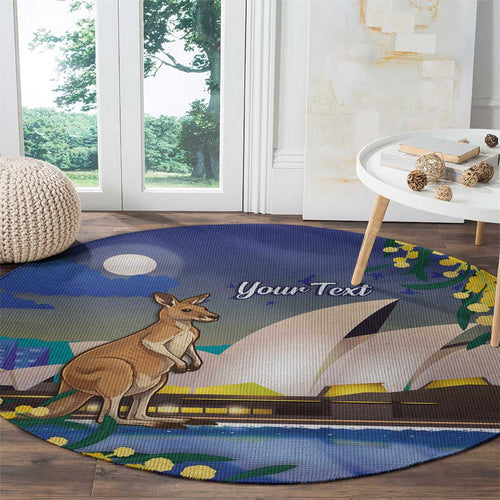 Kangaroo Australia Personalised Round Carpet Aussie Pride Golden Wattle Sydney Opera House