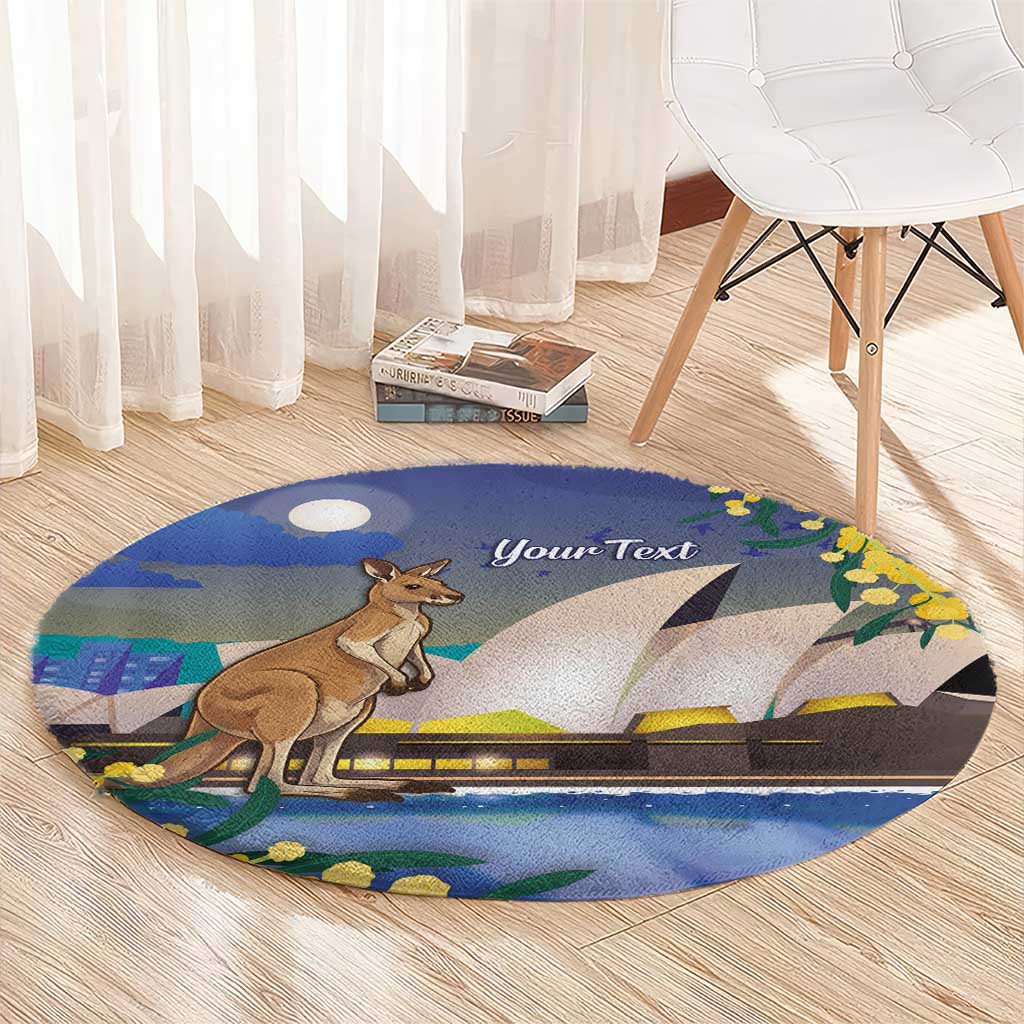 Kangaroo Australia Personalised Round Carpet Aussie Pride Golden Wattle Sydney Opera House