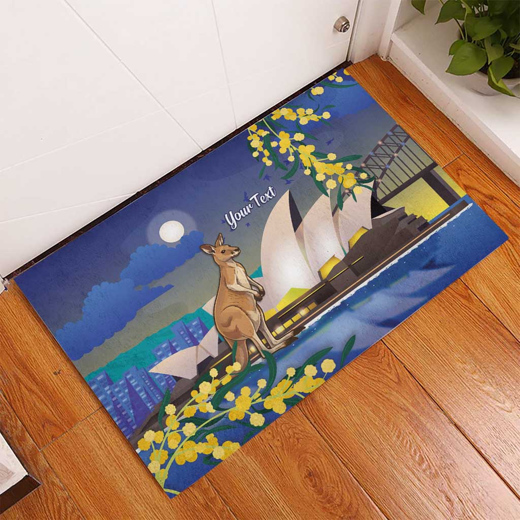 Kangaroo Australia Personalised Rubber Doormat Aussie Pride Golden Wattle Sydney Opera House
