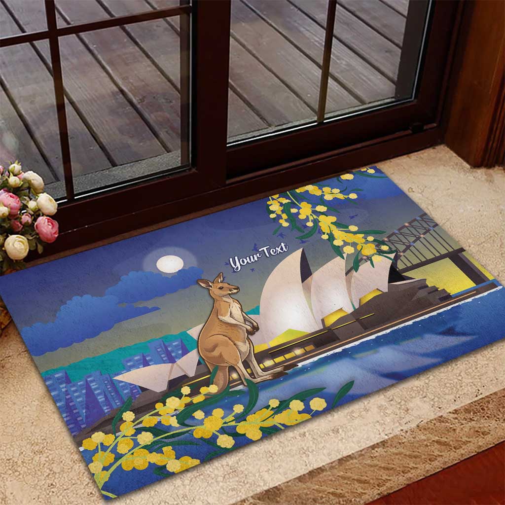 Kangaroo Australia Personalised Rubber Doormat Aussie Pride Golden Wattle Sydney Opera House