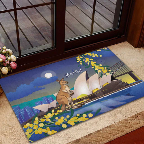 Kangaroo Australia Personalised Rubber Doormat Aussie Pride Golden Wattle Sydney Opera House