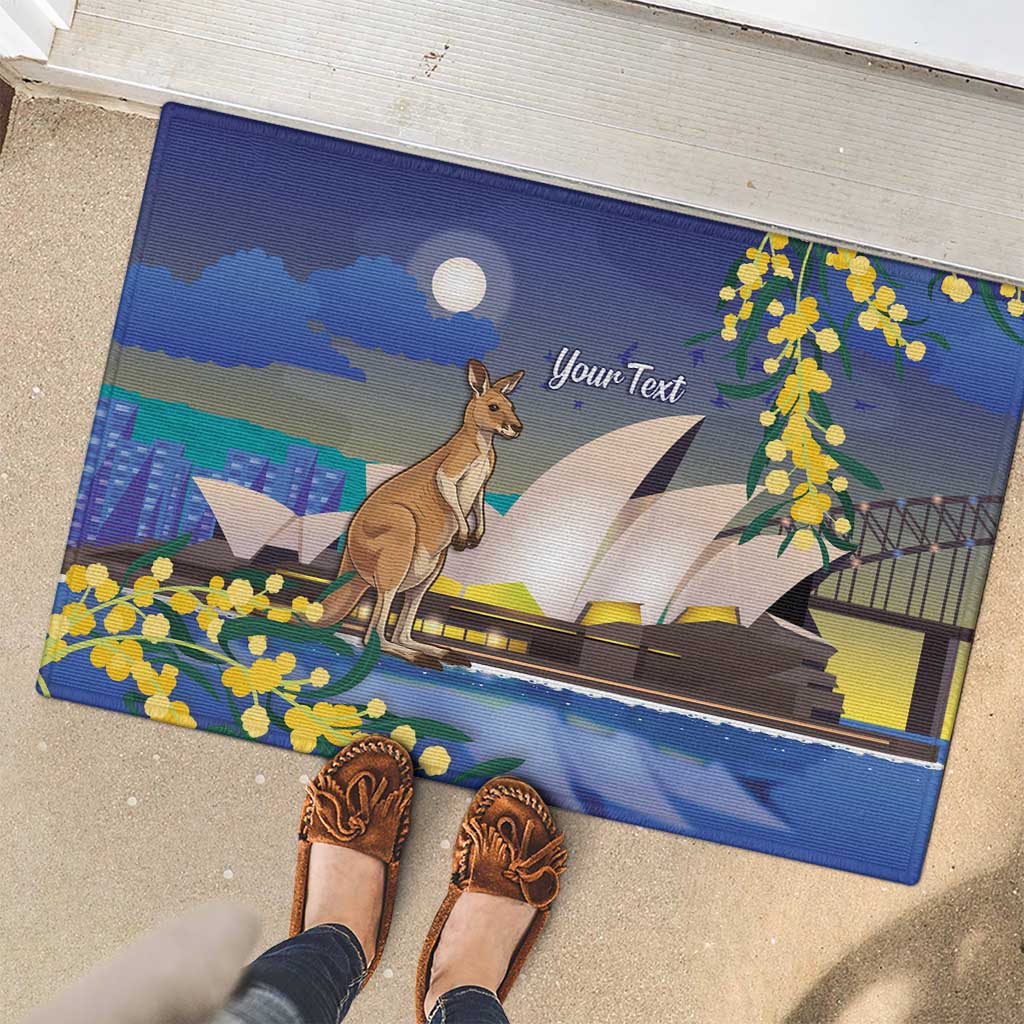 Kangaroo Australia Personalised Rubber Doormat Aussie Pride Golden Wattle Sydney Opera House