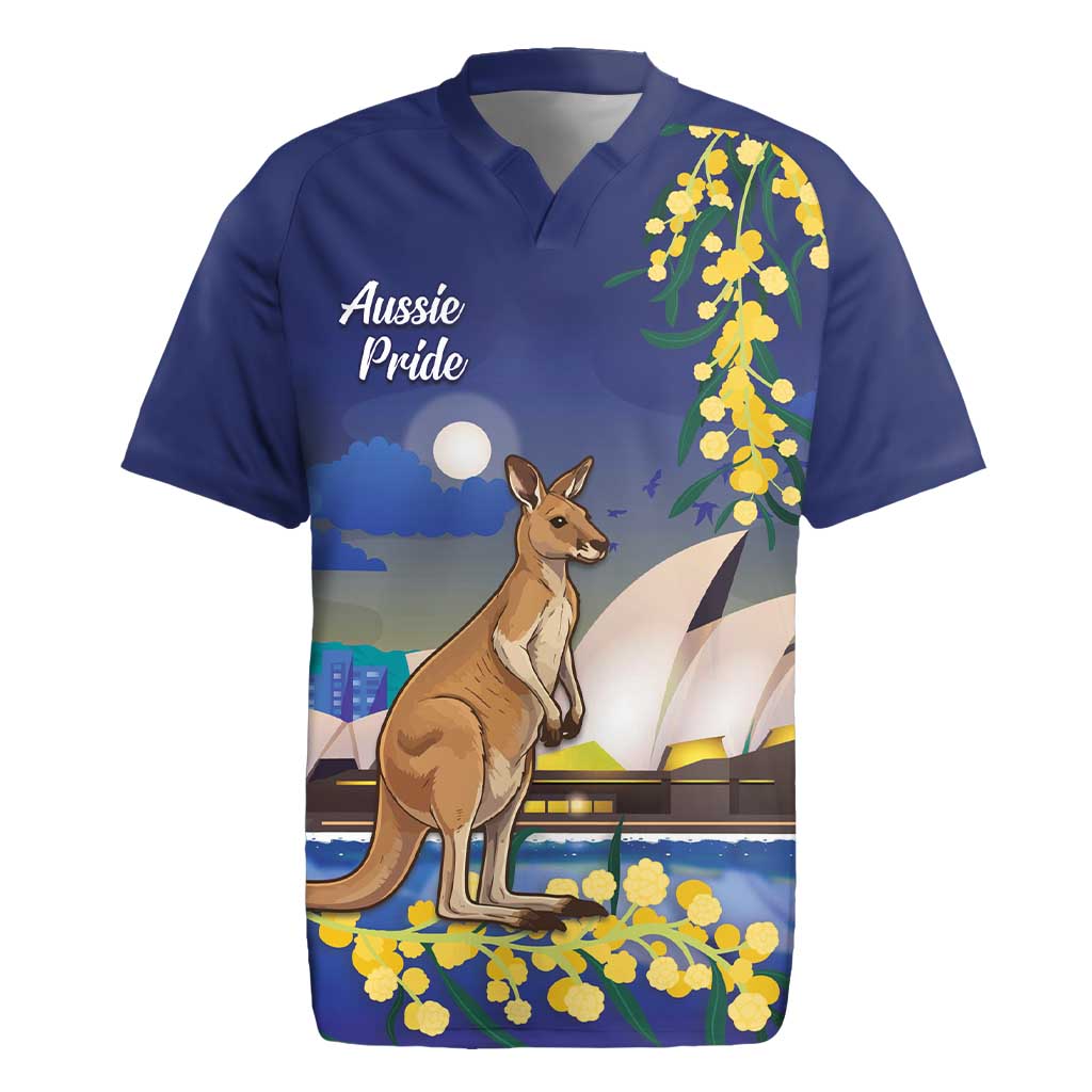 Kangaroo Australia Personalised Rugby Jersey Aussie Pride Golden Wattle Sydney Opera House