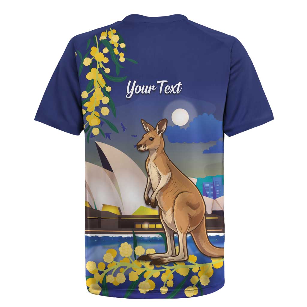 Kangaroo Australia Personalised Rugby Jersey Aussie Pride Golden Wattle Sydney Opera House