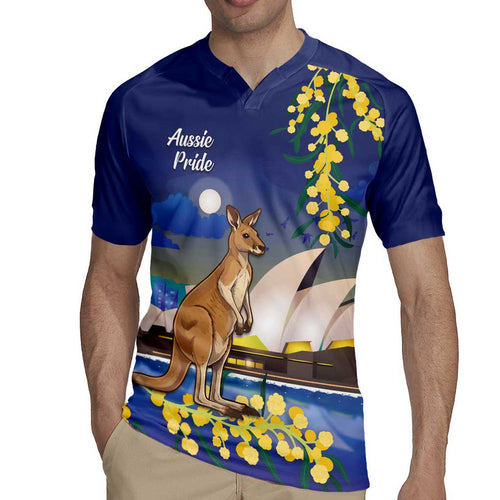 Kangaroo Australia Personalised Rugby Jersey Aussie Pride Golden Wattle Sydney Opera House