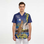 Kangaroo Australia Personalised Scrub Top Aussie Pride Golden Wattle Sydney Opera House