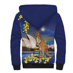 Kangaroo Australia Personalised Sherpa Hoodie Aussie Pride Golden Wattle Sydney Opera House