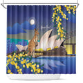 Kangaroo Australia Personalised Shower Curtain Aussie Pride Golden Wattle Sydney Opera House