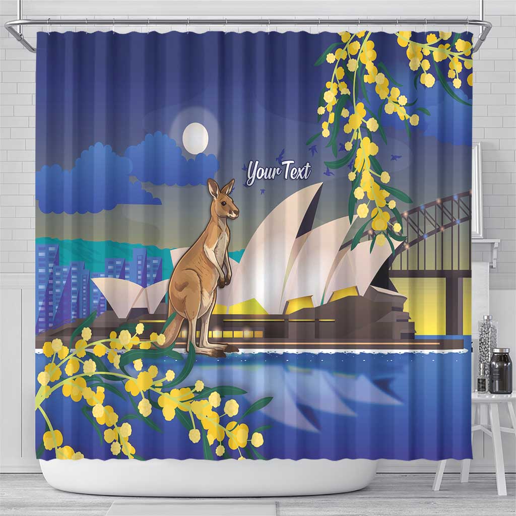 Kangaroo Australia Personalised Shower Curtain Aussie Pride Golden Wattle Sydney Opera House