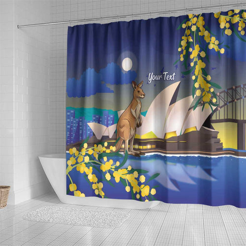 Kangaroo Australia Personalised Shower Curtain Aussie Pride Golden Wattle Sydney Opera House