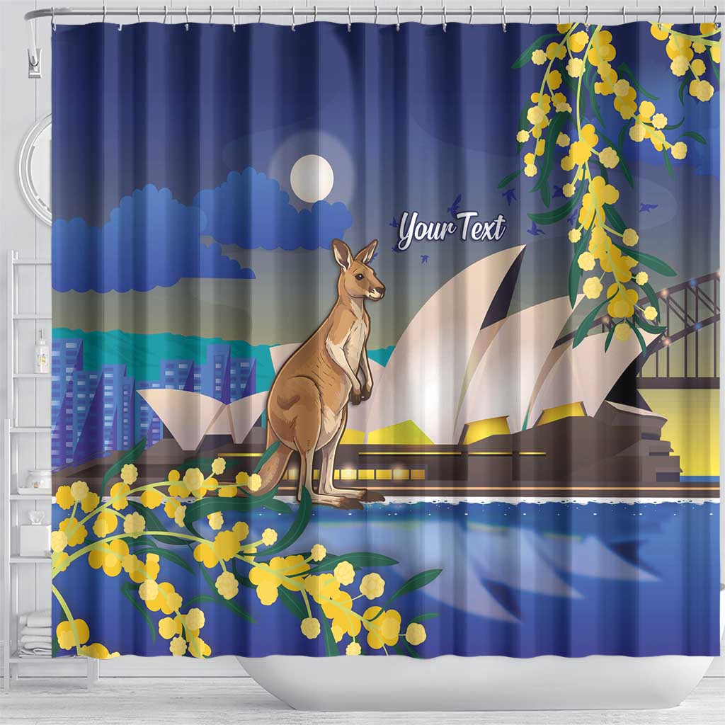 Kangaroo Australia Personalised Shower Curtain Aussie Pride Golden Wattle Sydney Opera House