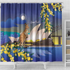 Kangaroo Australia Personalised Shower Curtain Aussie Pride Golden Wattle Sydney Opera House