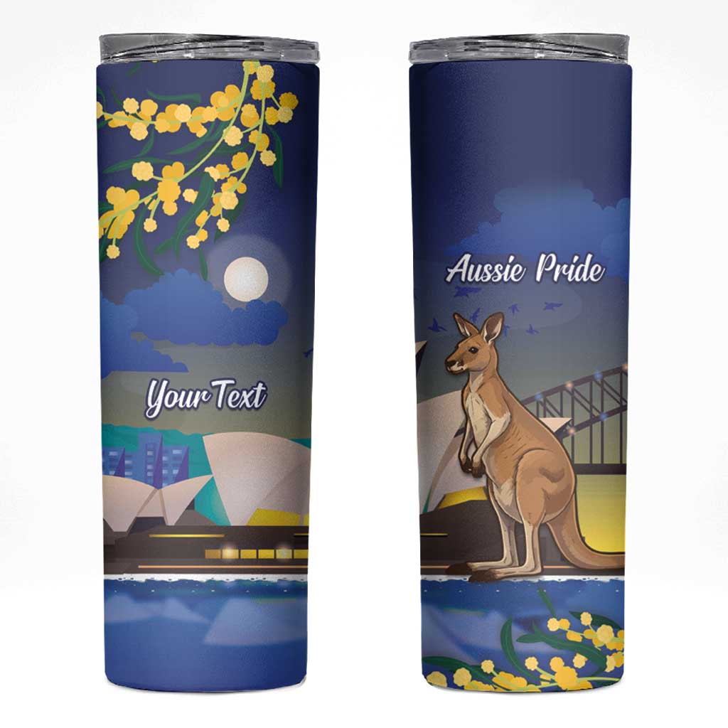 Kangaroo Australia Personalised Skinny Tumbler Aussie Pride Golden Wattle Sydney Opera House