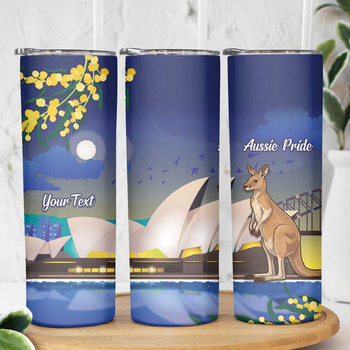 Kangaroo Australia Personalised Skinny Tumbler Aussie Pride Golden Wattle Sydney Opera House