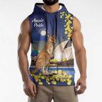 Kangaroo Australia Personalised Sleeveless Hoodie Aussie Pride Golden Wattle Sydney Opera House