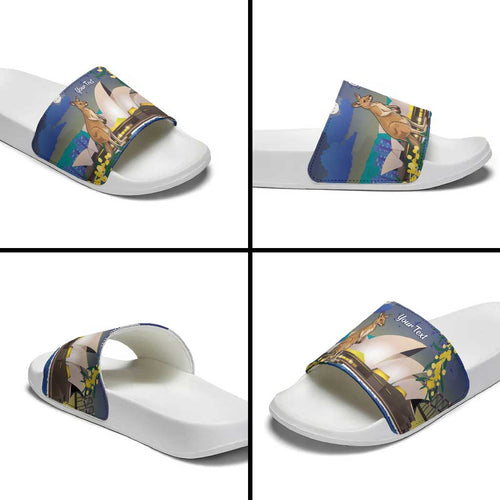 Kangaroo Australia Personalised Slide Sandals Aussie Pride Golden Wattle Sydney Opera House