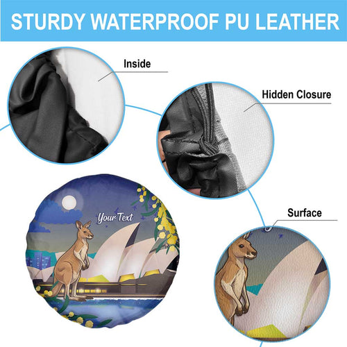 Kangaroo Australia Personalised Spare Tire Cover Aussie Pride Golden Wattle Sydney Opera House