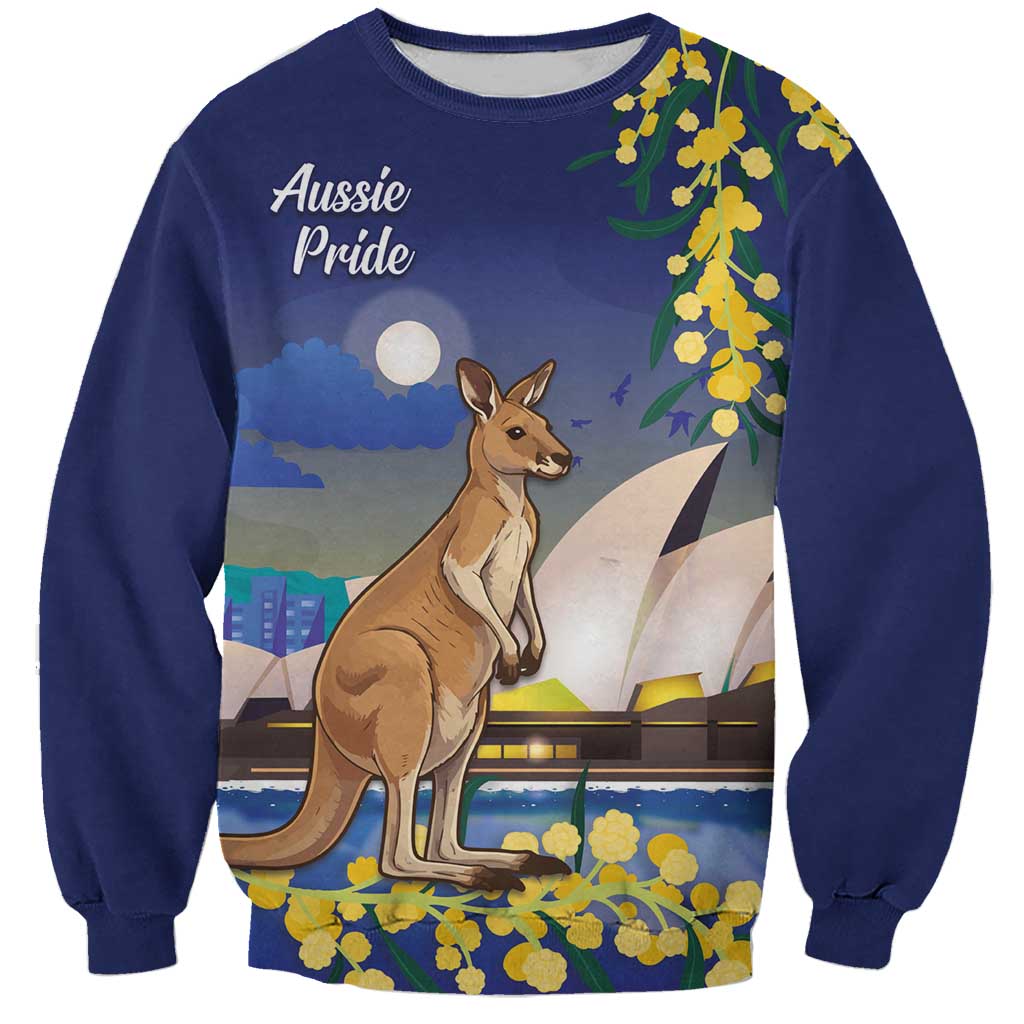 Kangaroo Australia Personalised Sweatshirt Aussie Pride Golden Wattle Sydney Opera House