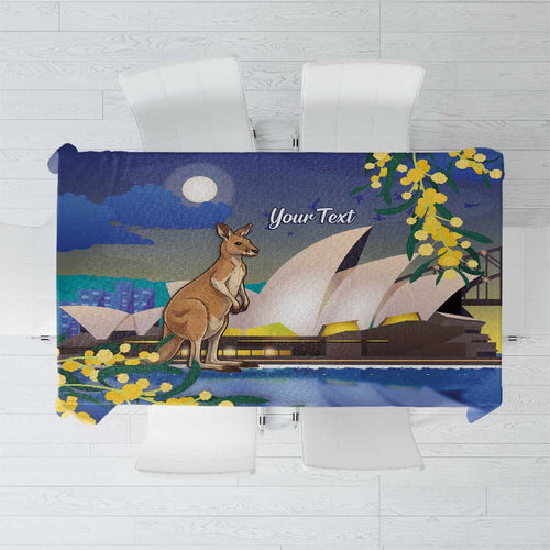 Kangaroo Australia Personalised Tablecloth Aussie Pride Golden Wattle Sydney Opera House