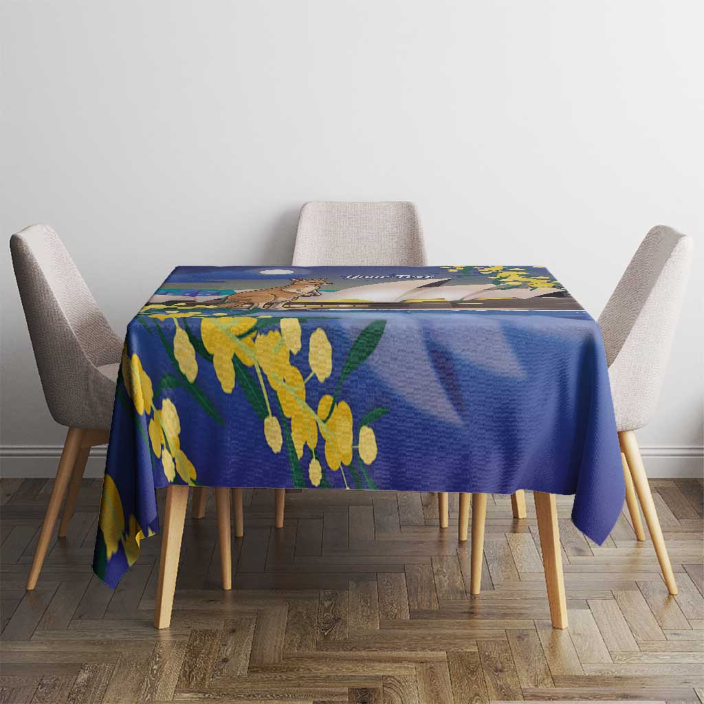 Kangaroo Australia Personalised Tablecloth Aussie Pride Golden Wattle Sydney Opera House