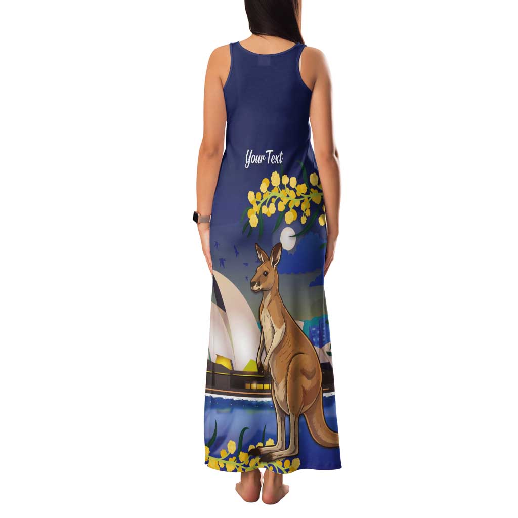 Kangaroo Australia Personalised Tank Maxi Dress Aussie Pride Golden Wattle Sydney Opera House