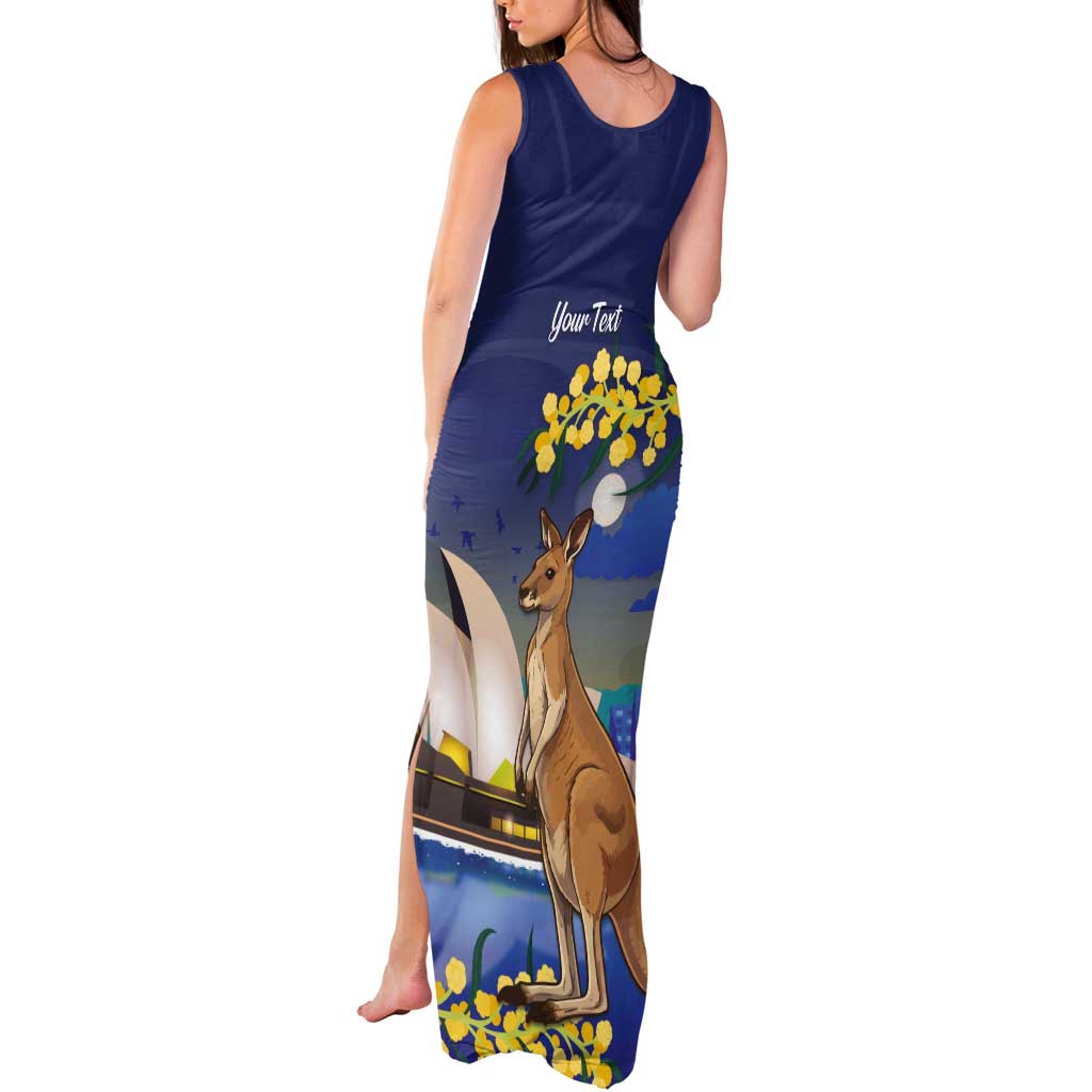 Kangaroo Australia Personalised Tank Maxi Dress Aussie Pride Golden Wattle Sydney Opera House