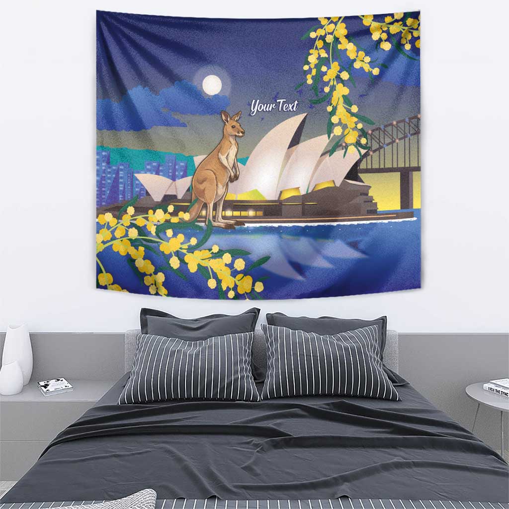 Kangaroo Australia Personalised Tapestry Aussie Pride Golden Wattle Sydney Opera House