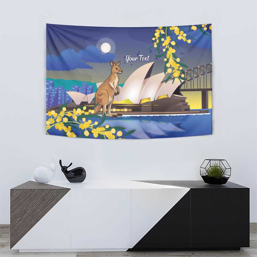Kangaroo Australia Personalised Tapestry Aussie Pride Golden Wattle Sydney Opera House
