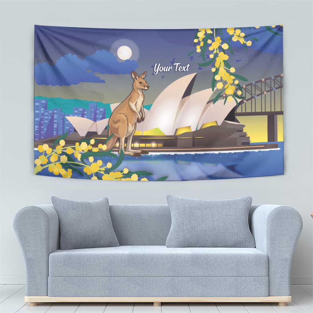 Kangaroo Australia Personalised Tapestry Aussie Pride Golden Wattle Sydney Opera House