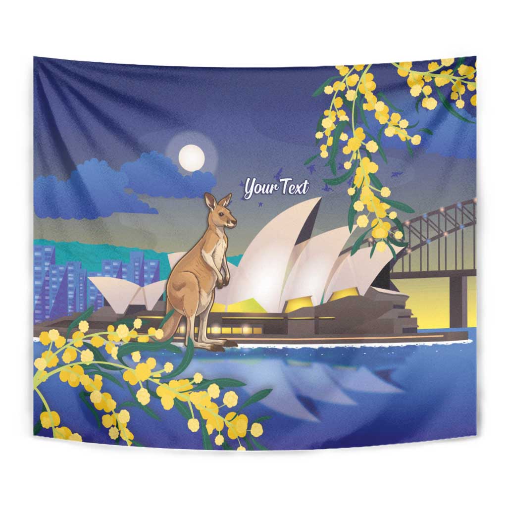 Kangaroo Australia Personalised Tapestry Aussie Pride Golden Wattle Sydney Opera House