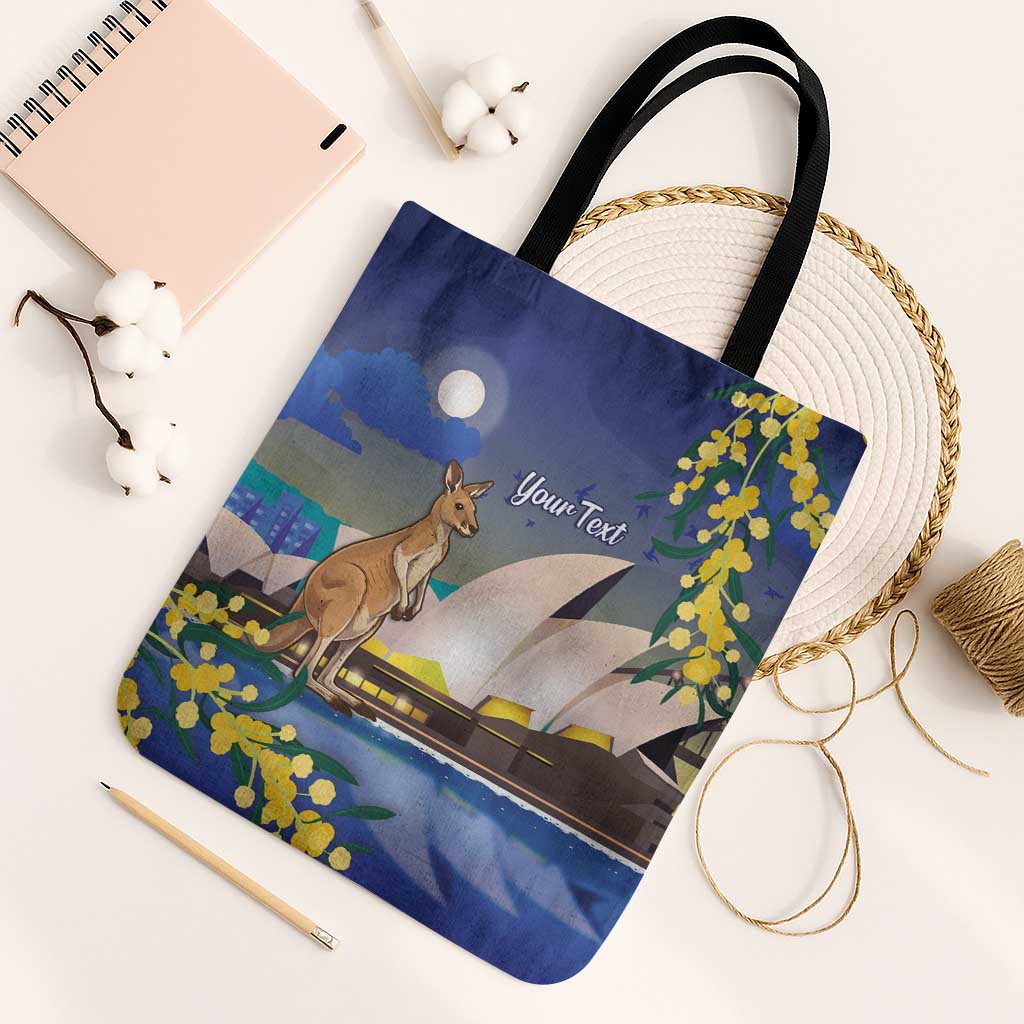 Kangaroo Australia Personalised Tote Bag Aussie Pride Golden Wattle Sydney Opera House