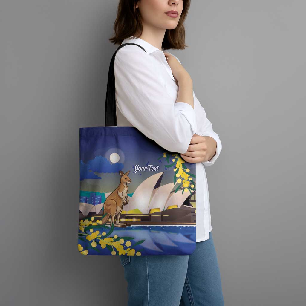 Kangaroo Australia Personalised Tote Bag Aussie Pride Golden Wattle Sydney Opera House