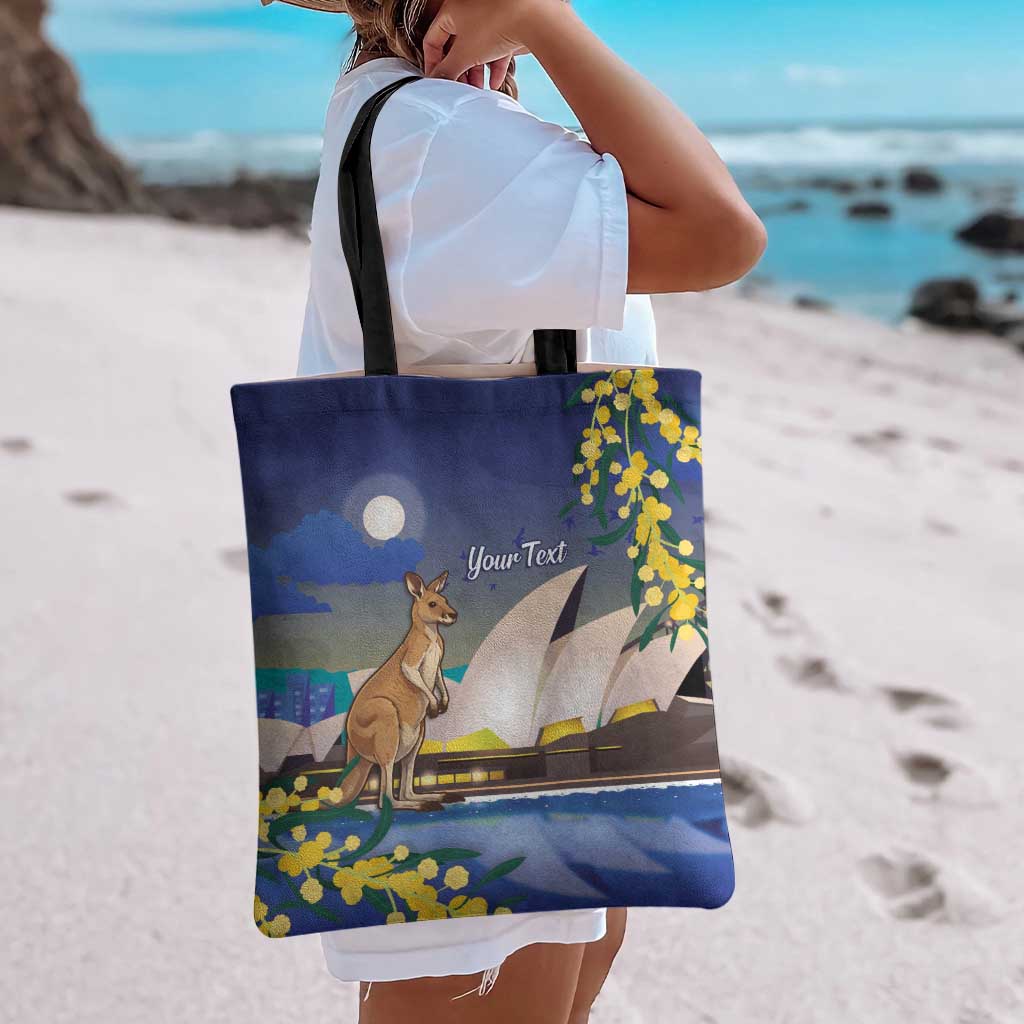 Kangaroo Australia Personalised Tote Bag Aussie Pride Golden Wattle Sydney Opera House