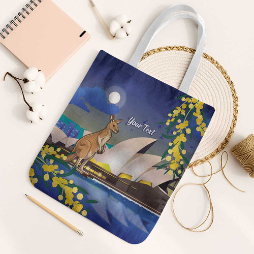 Kangaroo Australia Personalised Tote Bag Aussie Pride Golden Wattle Sydney Opera House
