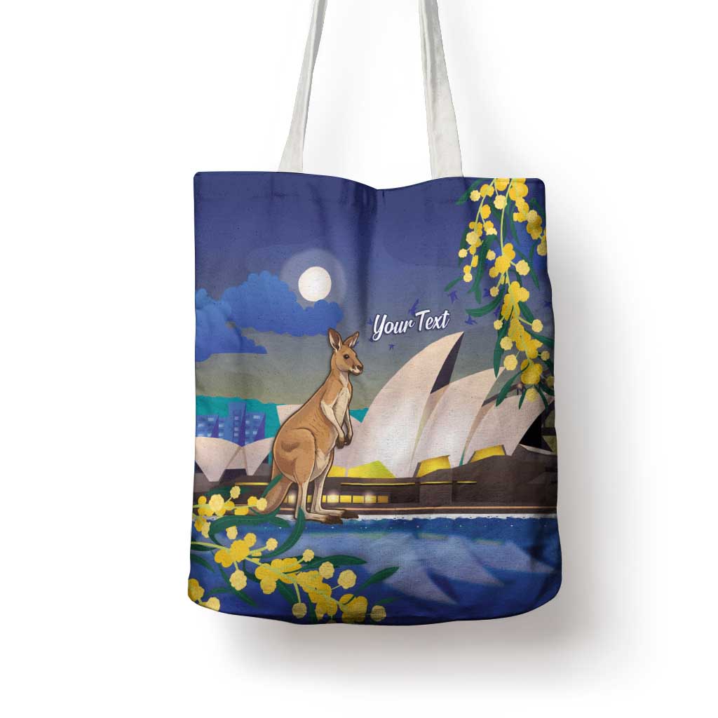 Kangaroo Australia Personalised Tote Bag Aussie Pride Golden Wattle Sydney Opera House