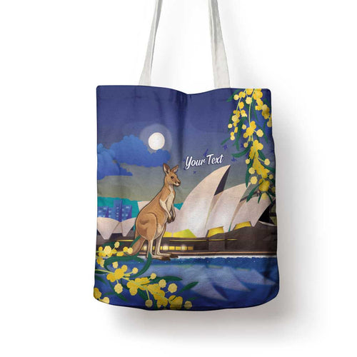 Kangaroo Australia Personalised Tote Bag Aussie Pride Golden Wattle Sydney Opera House