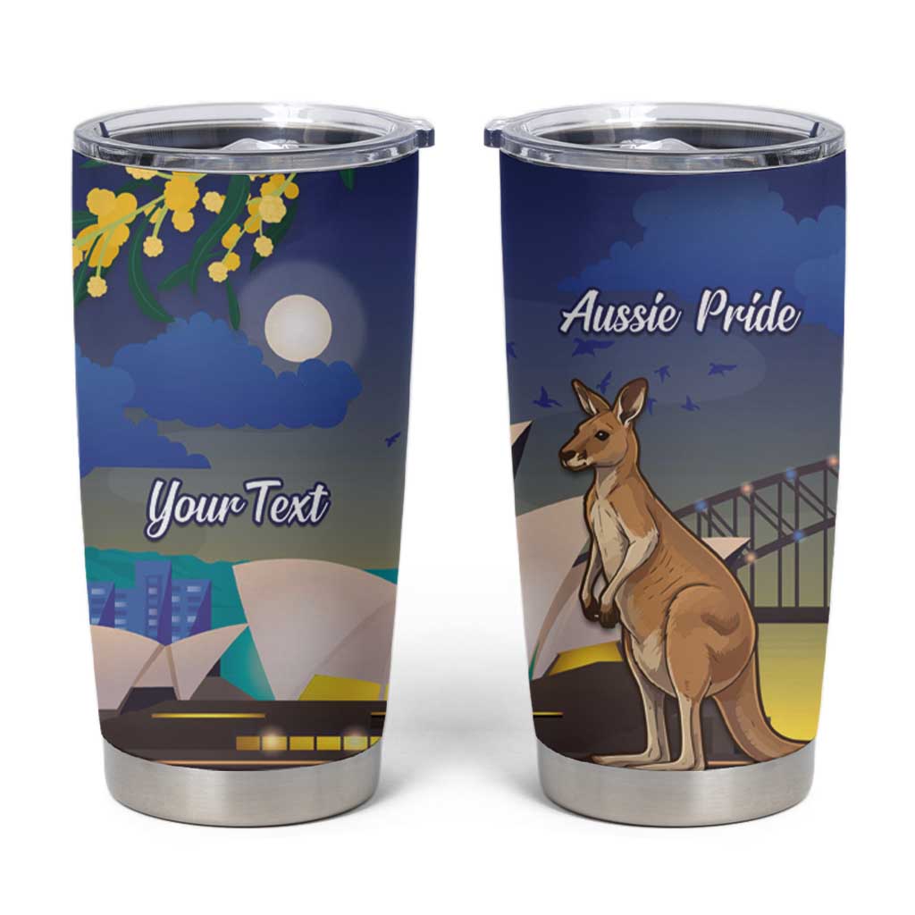 Kangaroo Australia Personalised Tumbler Cup Aussie Pride Golden Wattle Sydney Opera House