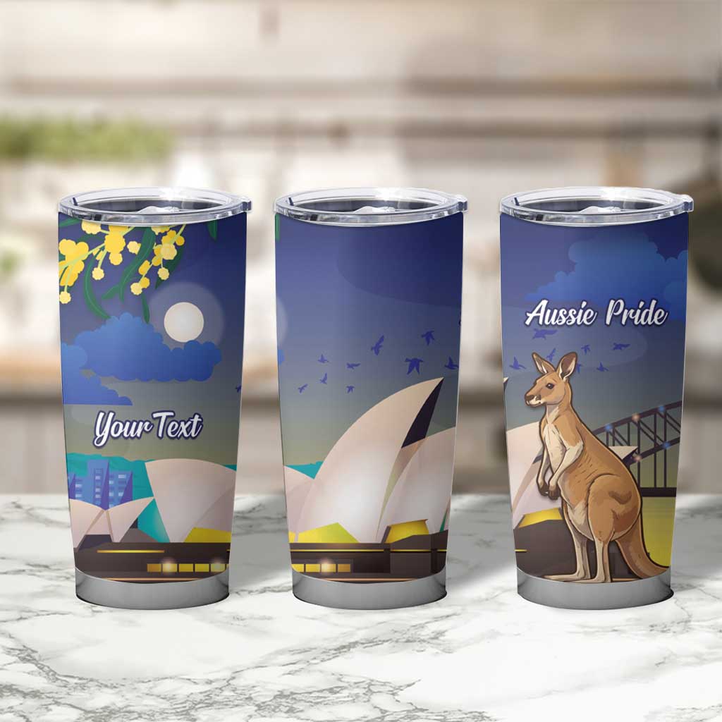 Kangaroo Australia Personalised Tumbler Cup Aussie Pride Golden Wattle Sydney Opera House